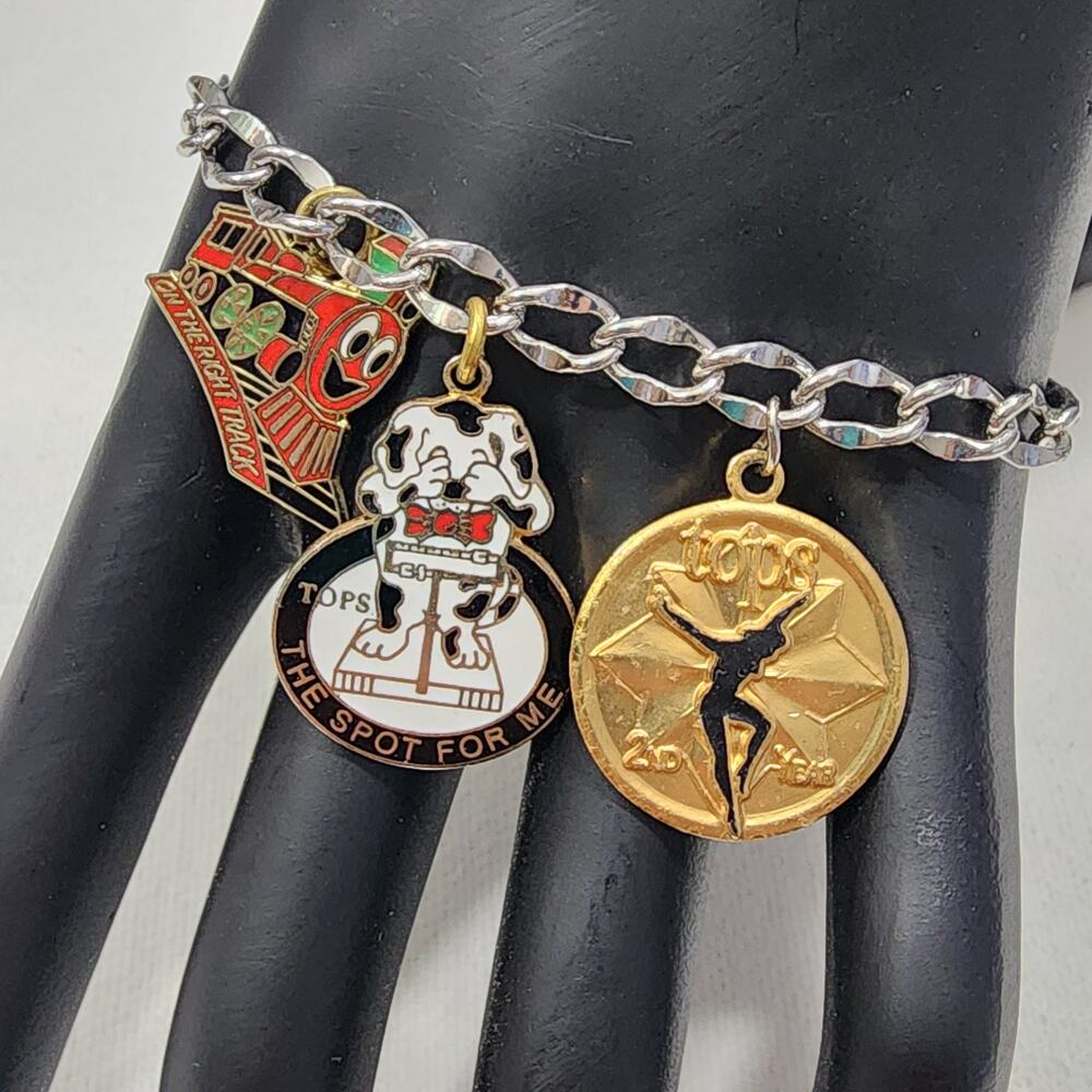 TOPS Charm Bracelet 4x Award Charms Tops Club Inc Weight Loss Vintage